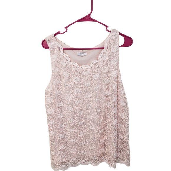 CT439 Tahari ASL Ladies Petite Pink Lace Lined Tank - Picture 1 of 5